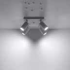Détail des spots orientables du plafonnier Ring 4 acier blanc, douille GU10