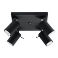 Plafonnier Ring 4, quatre spots orientables en acier noir