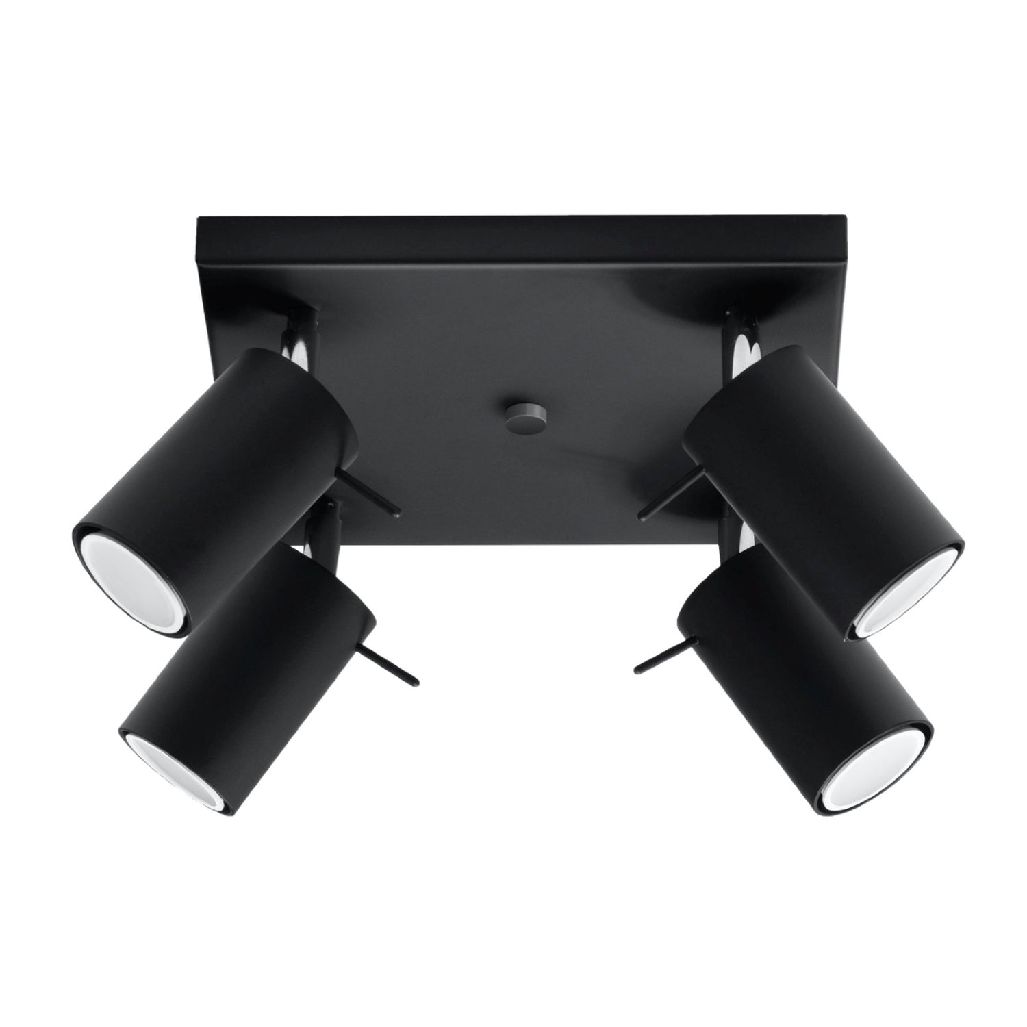 Plafonnier Ring 4, quatre spots orientables en acier noir