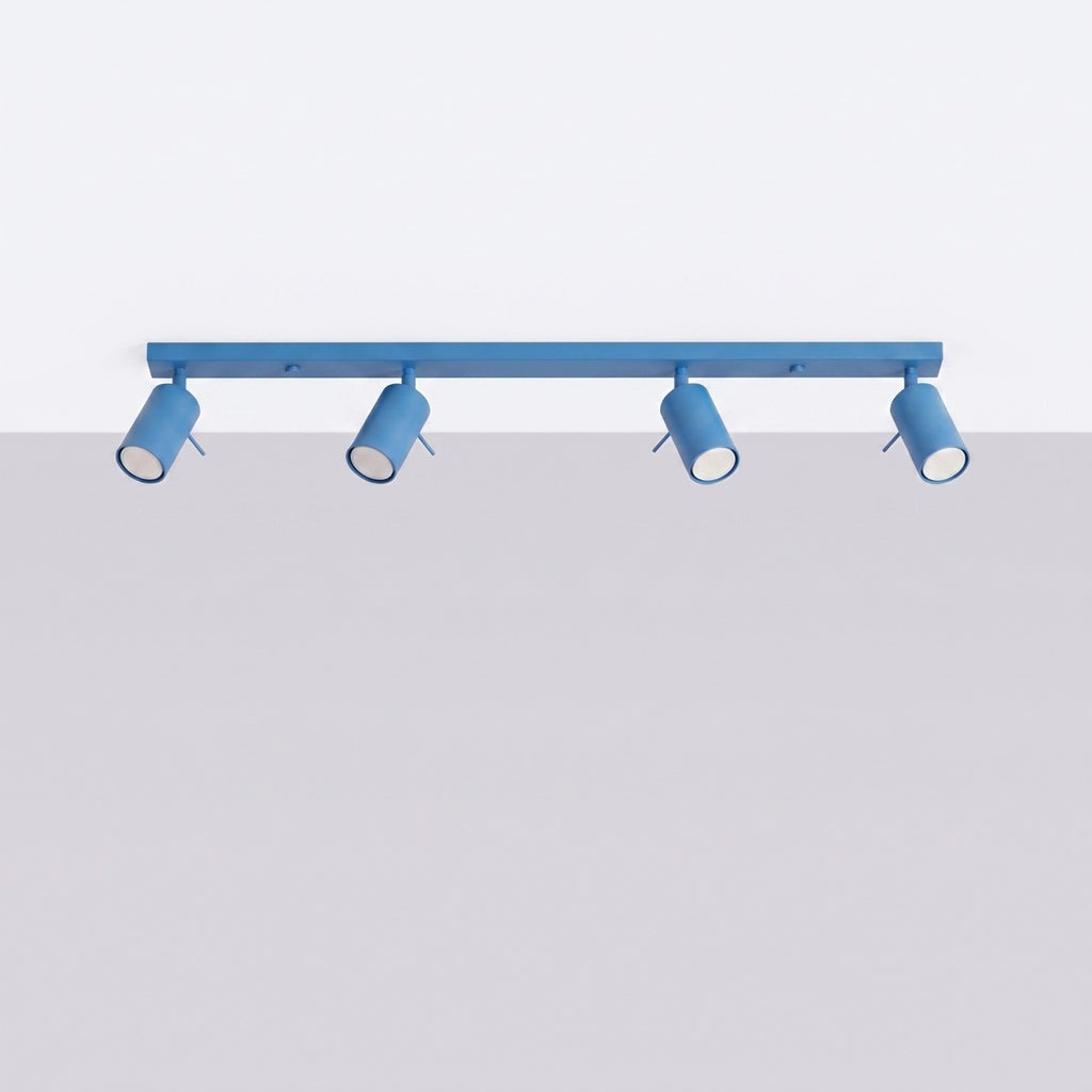 Plafonnier Ring rampe 4 spots acier bleu azur GU10, vue 2