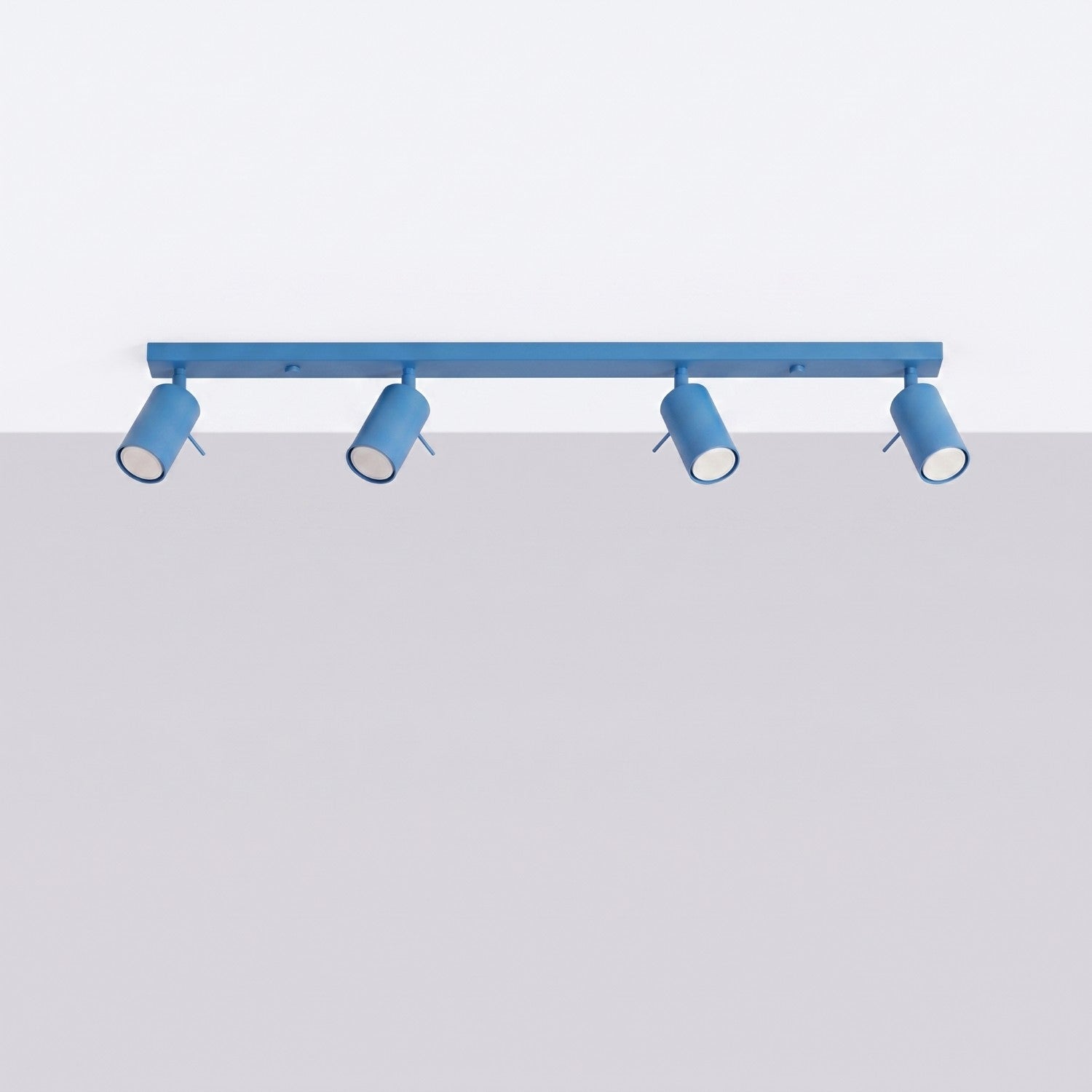 Plafonnier Ring rampe 4 spots acier bleu azur GU10, vue 2