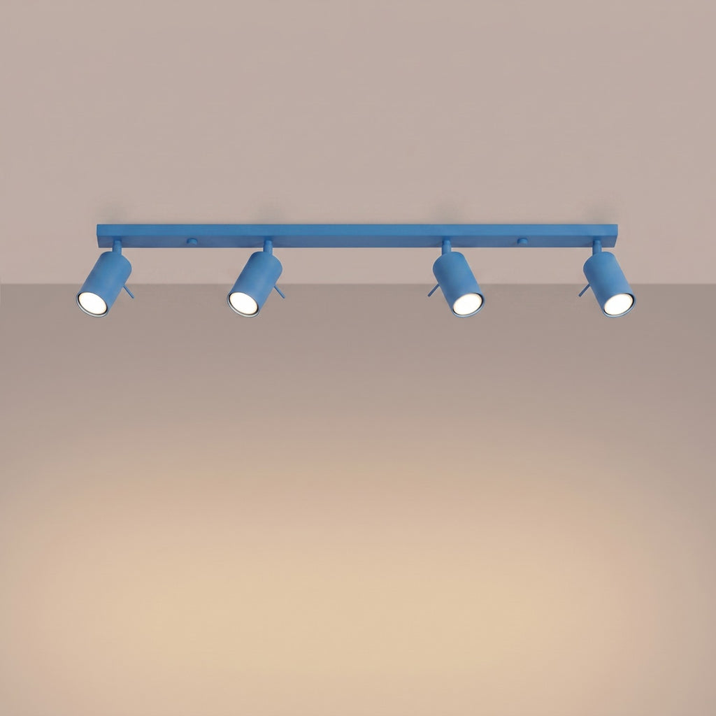 Plafonnier Ring rampe 4 spots acier bleu azur GU10, vue 3