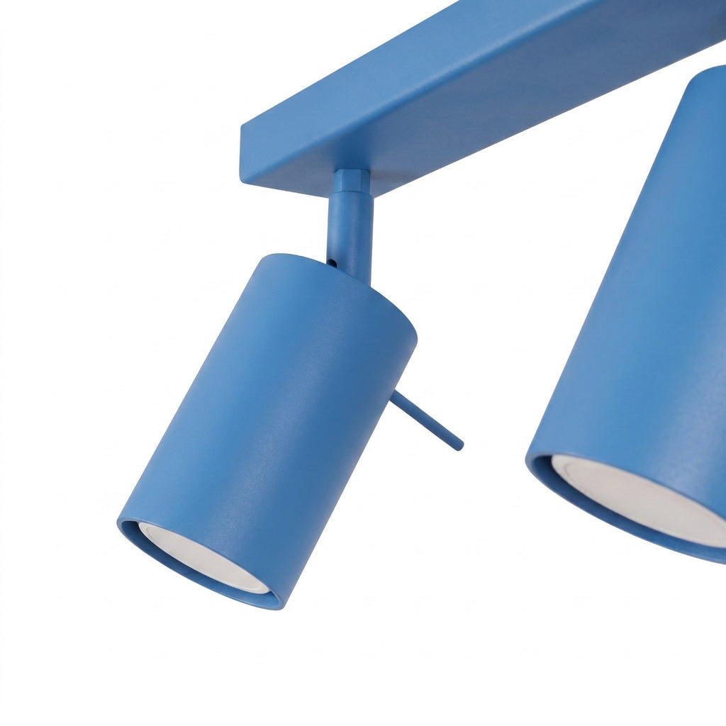 Plafonnier Ring rampe 4 spots acier bleu azur GU10, vue 7
