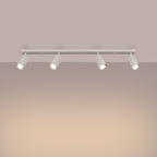 Plafonnier Ring rampe 4 spots acier beige GU10 allumé