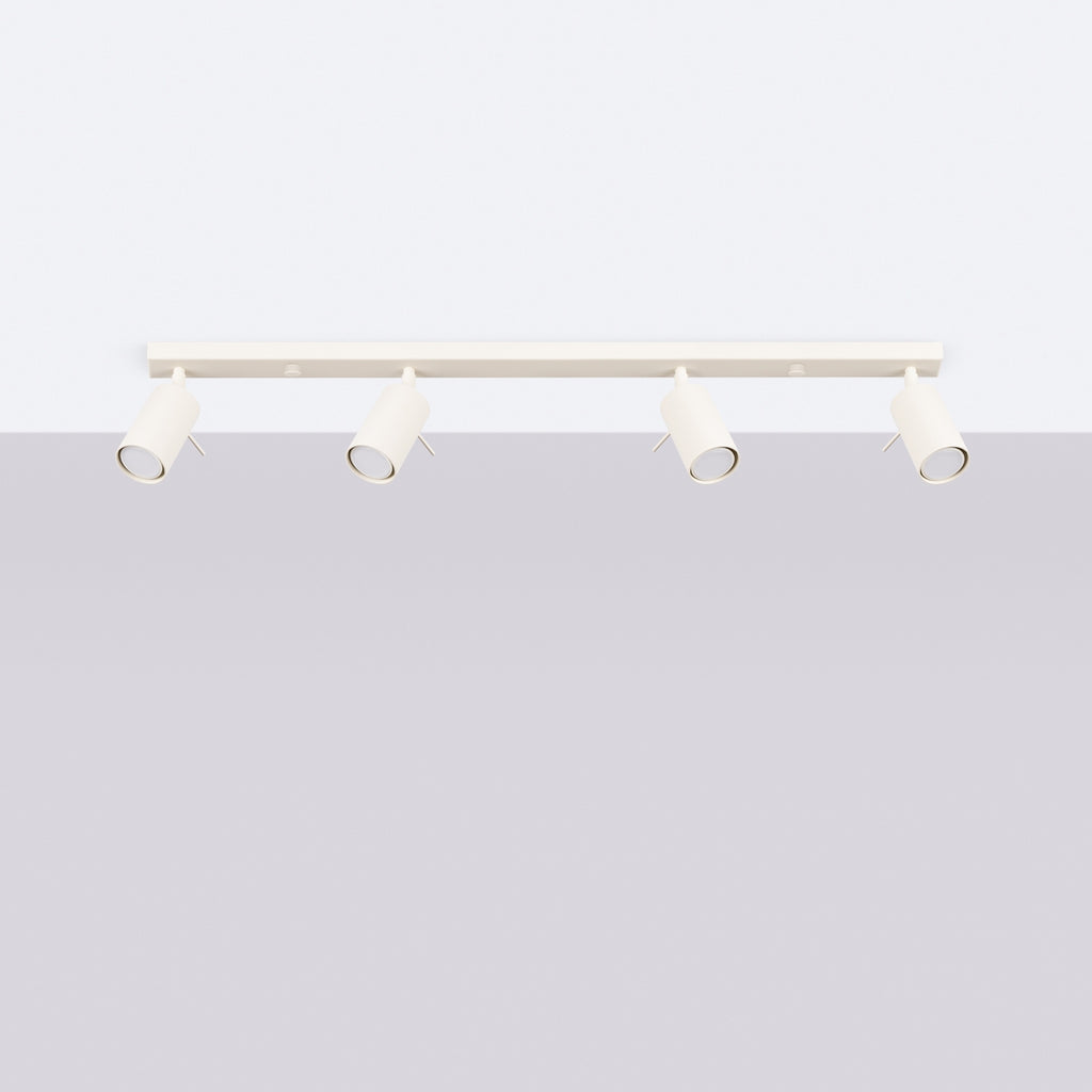 Plafonnier Ring rampe 4 spots acier beige GU10 de profil