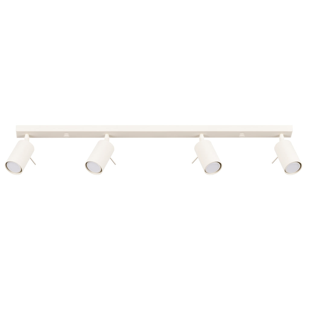 Plafonnier Ring rampe 4 spots acier beige GU10, spot cylindrique orientable en acier laqué