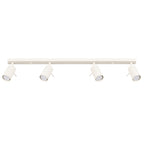 Plafonnier Ring rampe 4 spots acier beige GU10, spot cylindrique orientable en acier laqué