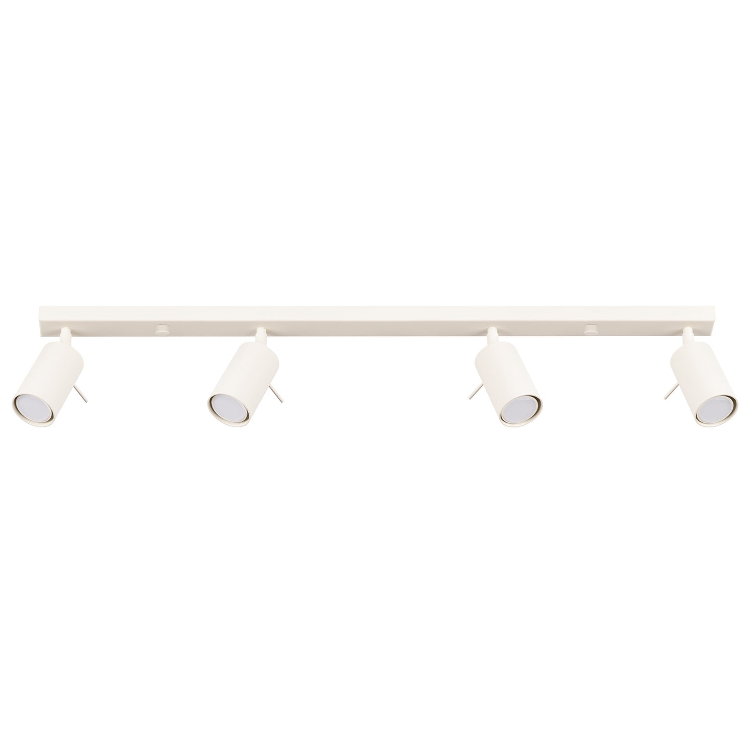 Plafonnier Ring rampe 4 spots acier beige GU10, spot cylindrique orientable en acier laqué