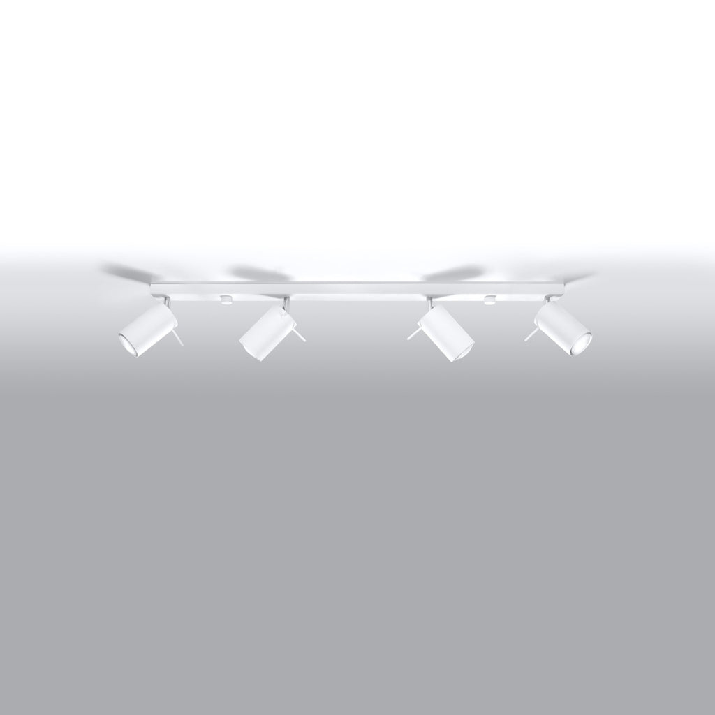 Plafonnier Ring rampe 4 spots acier blanc GU10, vue de profil