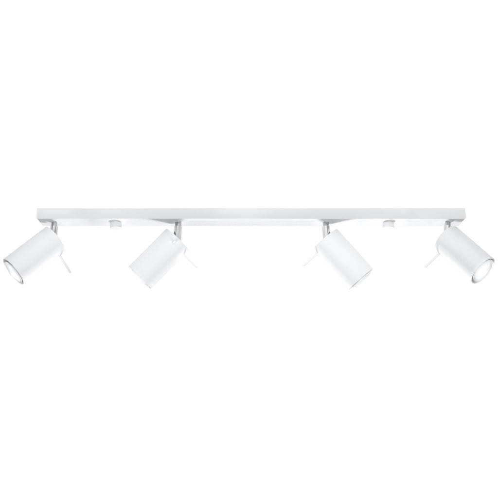 Plafonnier Ring rampe de 4 spots orientables en acier blanc sur une barre