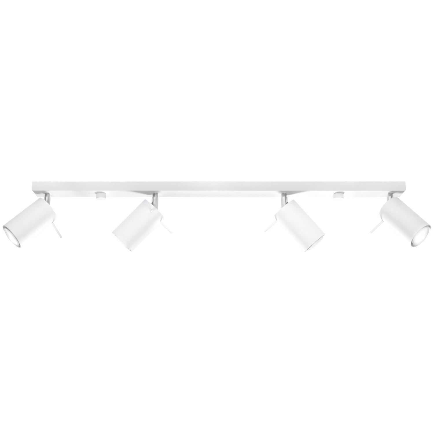 Plafonnier Ring rampe de 4 spots orientables en acier blanc sur une barre