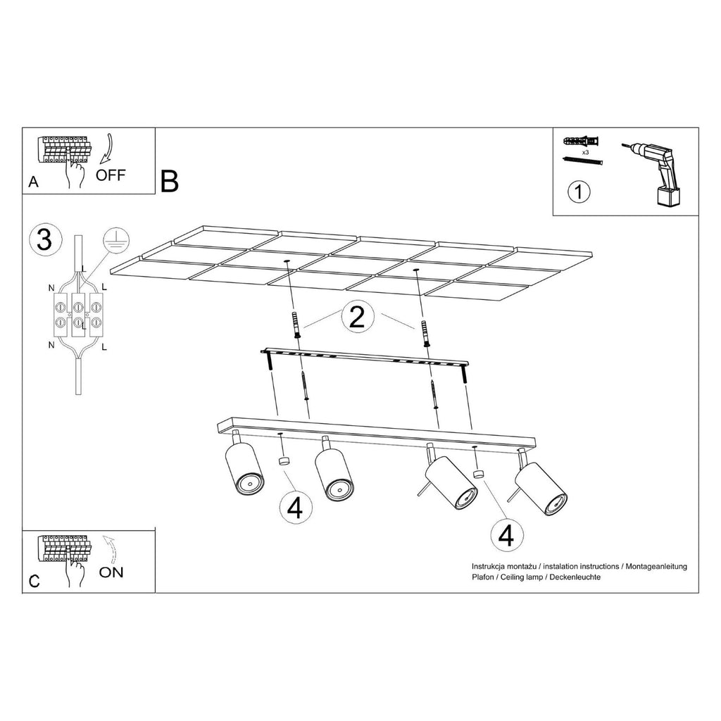 Plafonnier Ring rampe 4 spots acier bordeaux GU10, vue 11