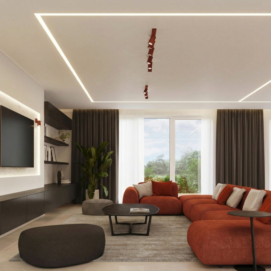 Plafonnier Ring rampe 4 spots acier bordeaux GU10, vue 13