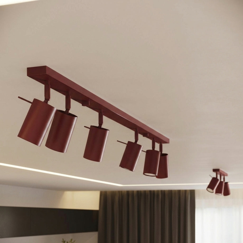 Plafonnier Ring rampe 4 spots acier bordeaux GU10, vue 15