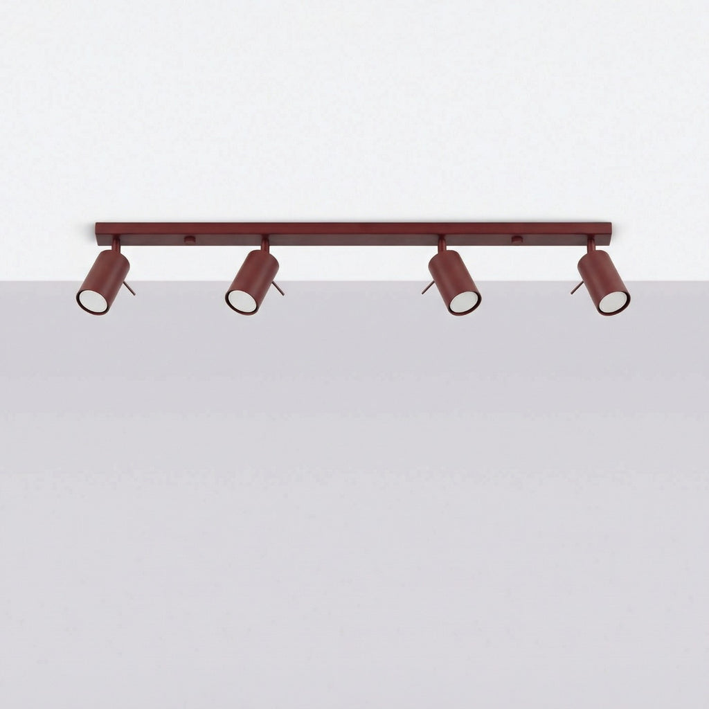 Plafonnier Ring rampe 4 spots acier bordeaux GU10, vue 2