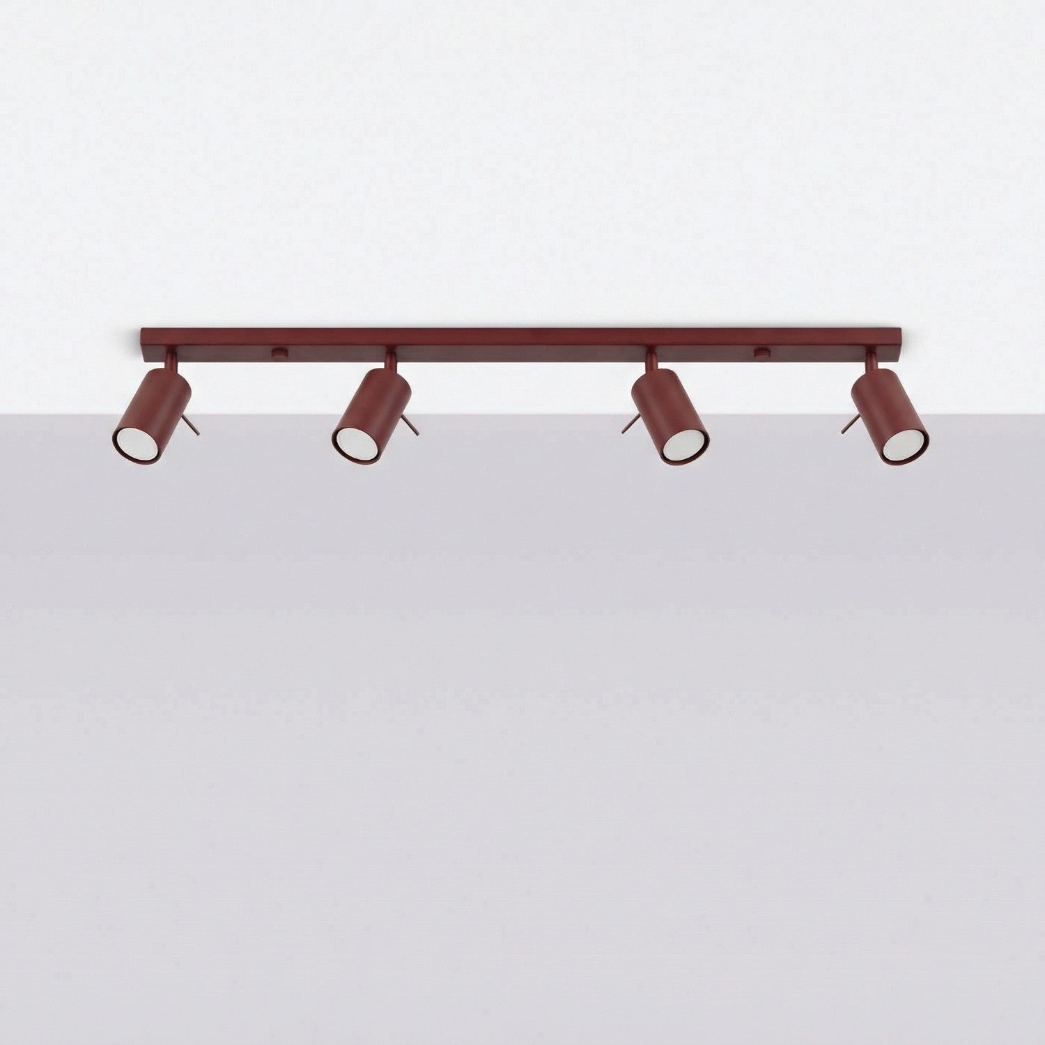 Plafonnier Ring rampe 4 spots acier bordeaux GU10, vue 2