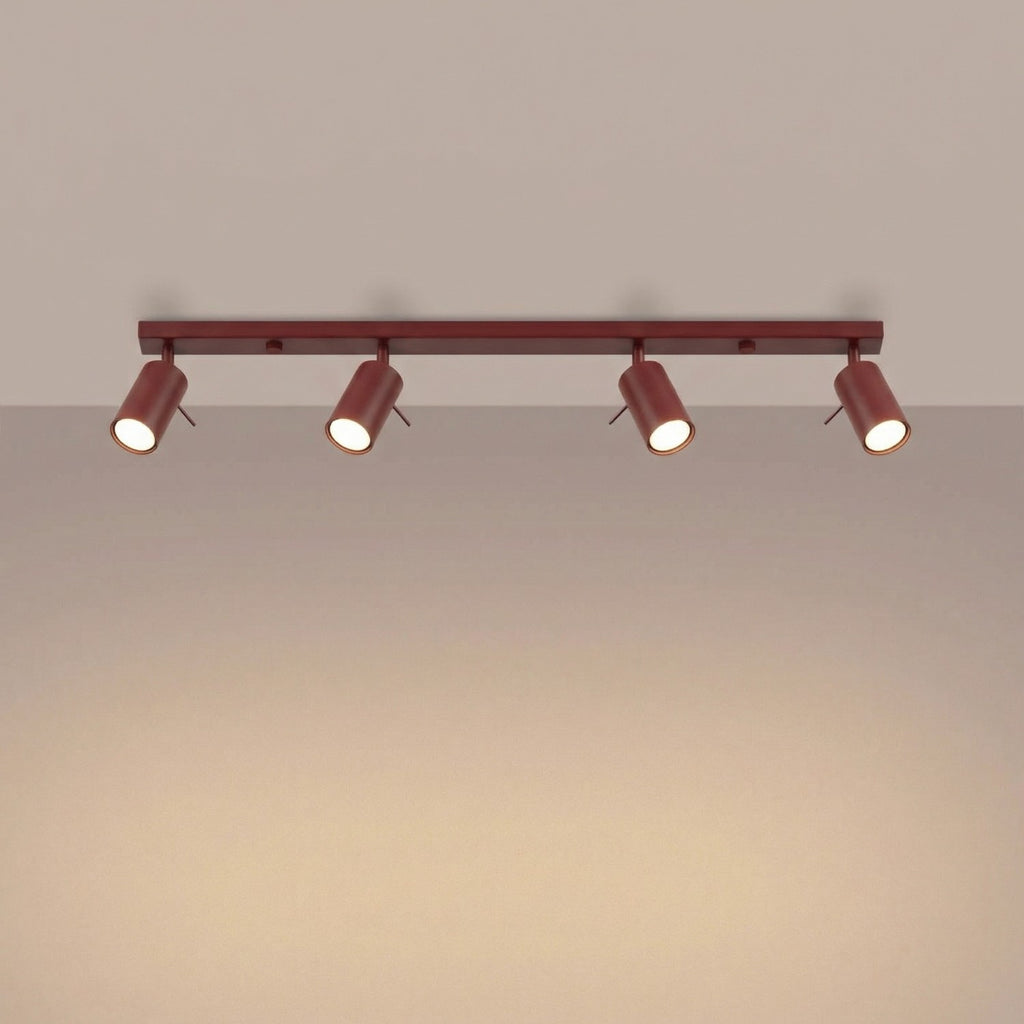 Plafonnier Ring rampe 4 spots acier bordeaux GU10, vue 3