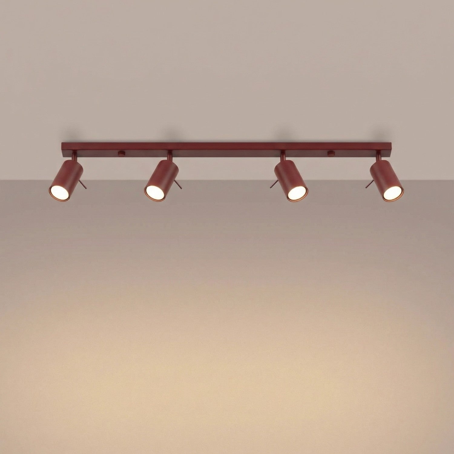 Plafonnier Ring rampe 4 spots acier bordeaux GU10, vue 3