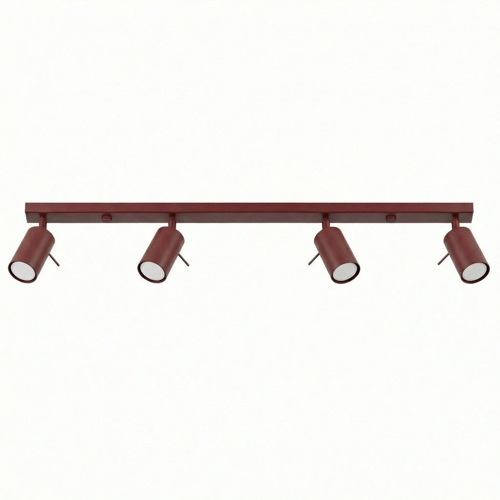 Plafonnier Ring rampe 4 spots acier bordeaux GU10