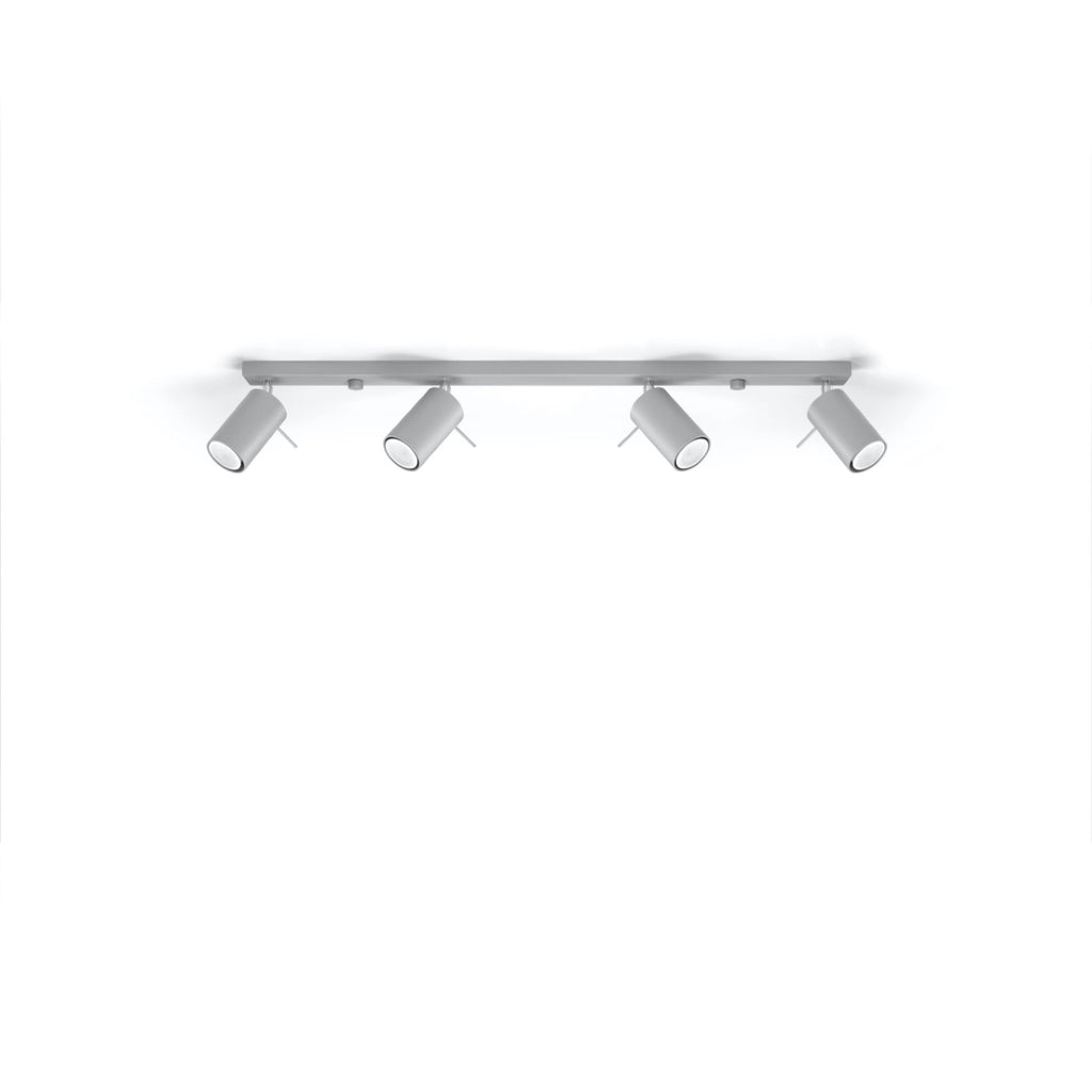 Plafonnier Ring rampe 4 spots acier gris GU10, vue de profil