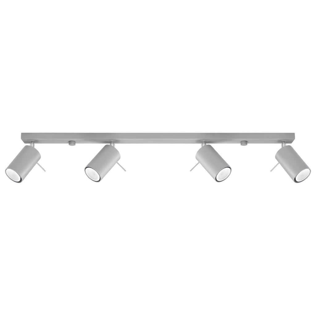Plafonnier Ring rampe de 4 spots orientables en acier gris sur une barre
