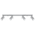 Plafonnier Ring rampe de 4 spots orientables en acier gris sur une barre