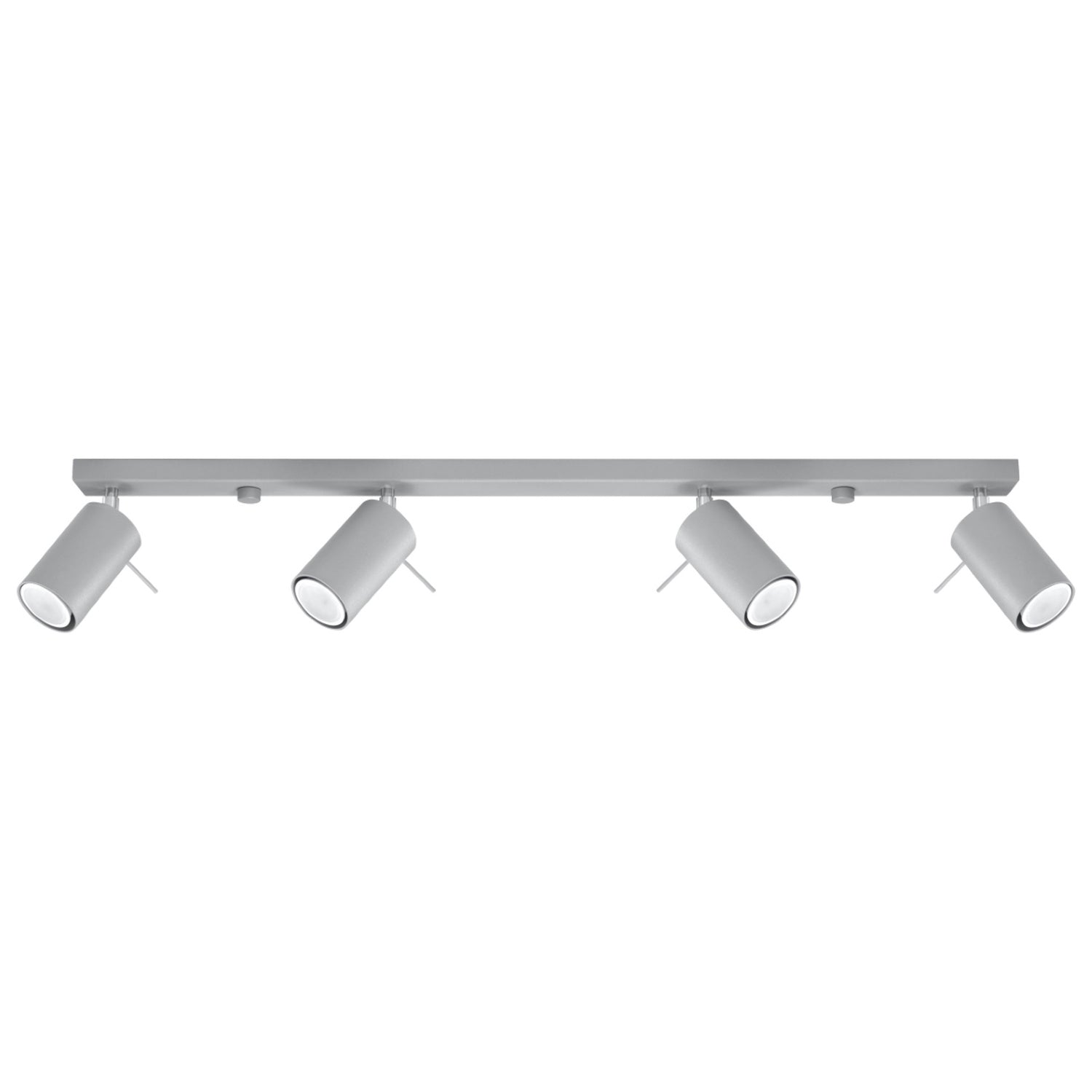 Plafonnier Ring rampe de 4 spots orientables en acier gris sur une barre