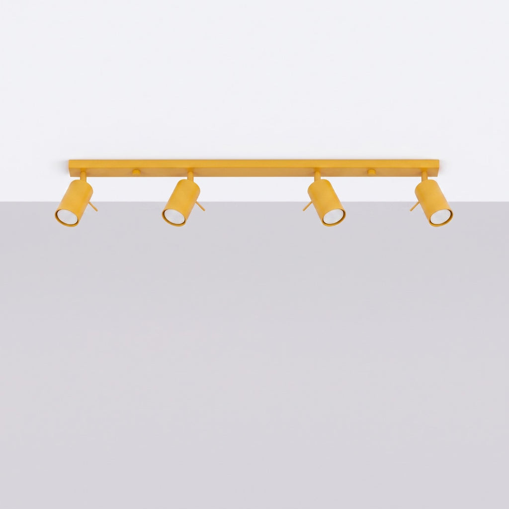 Plafonnier Ring rampe 4 spots acier jaune GU10, vue 2