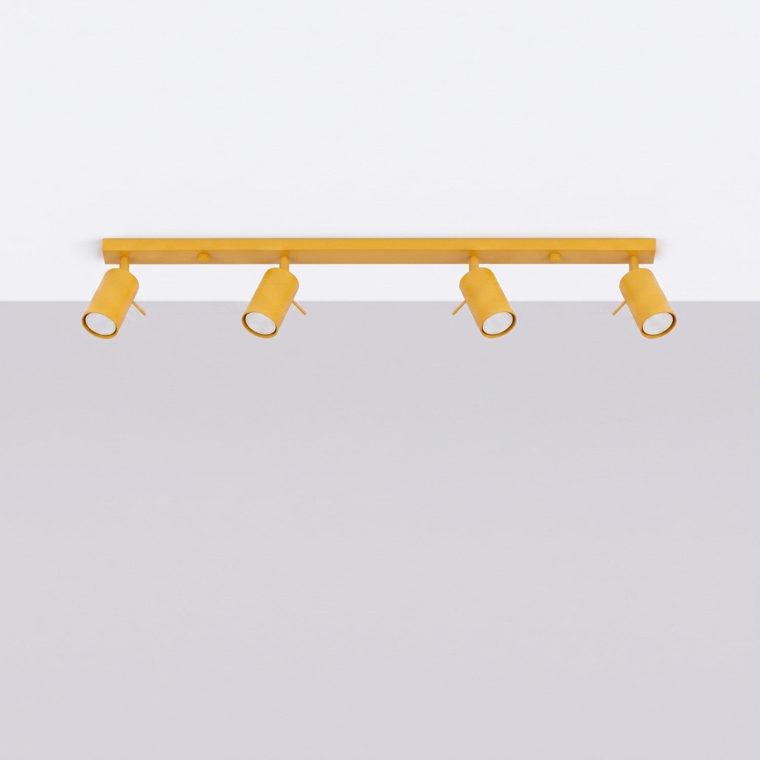 Plafonnier Ring rampe 4 spots acier jaune GU10, vue 2