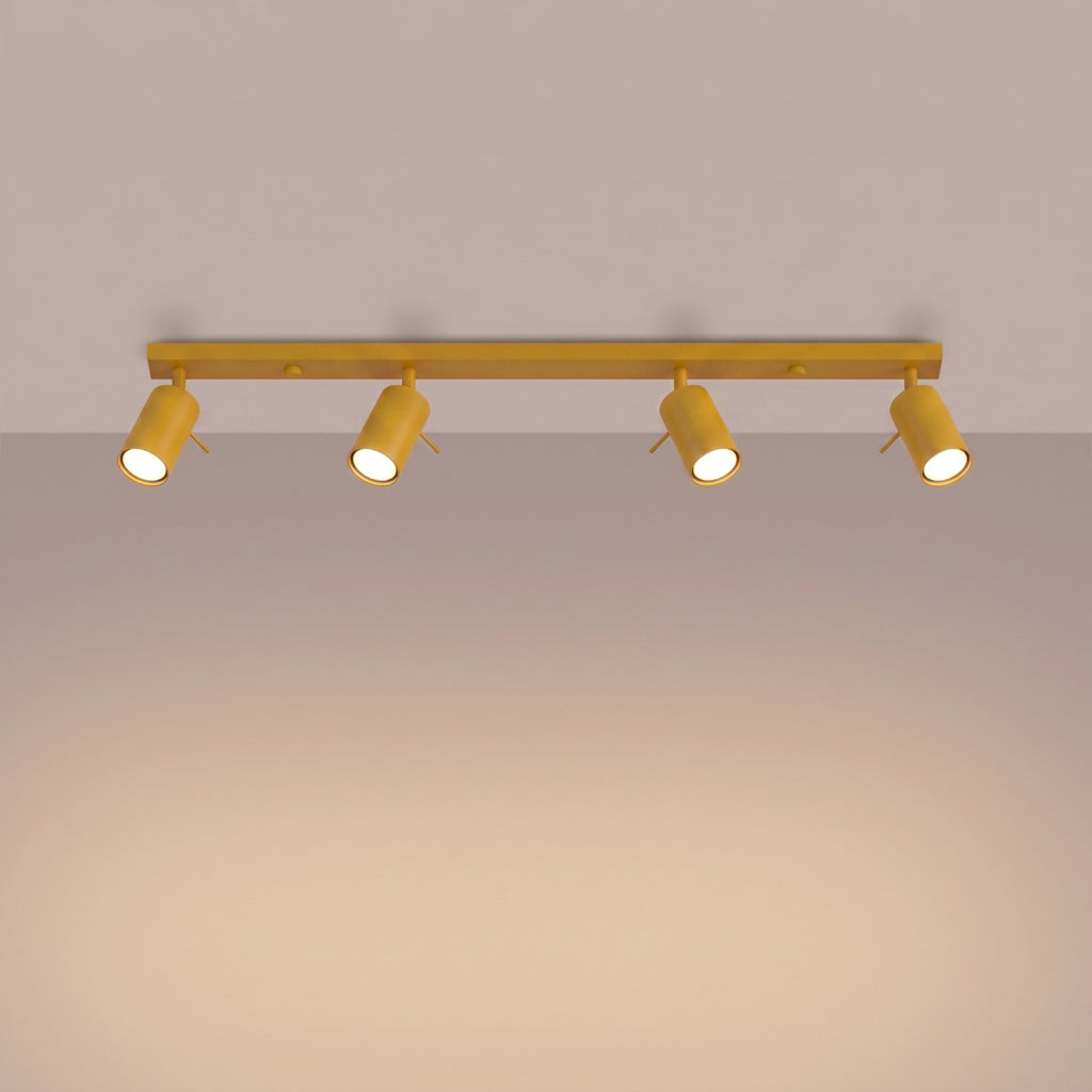 Plafonnier Ring rampe 4 spots acier jaune GU10, vue 3