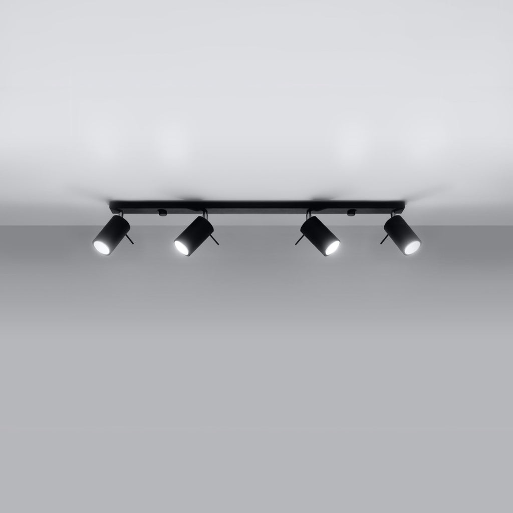 Plafonnier Ring rampe 4 spots acier noir GU10, vue de profil
