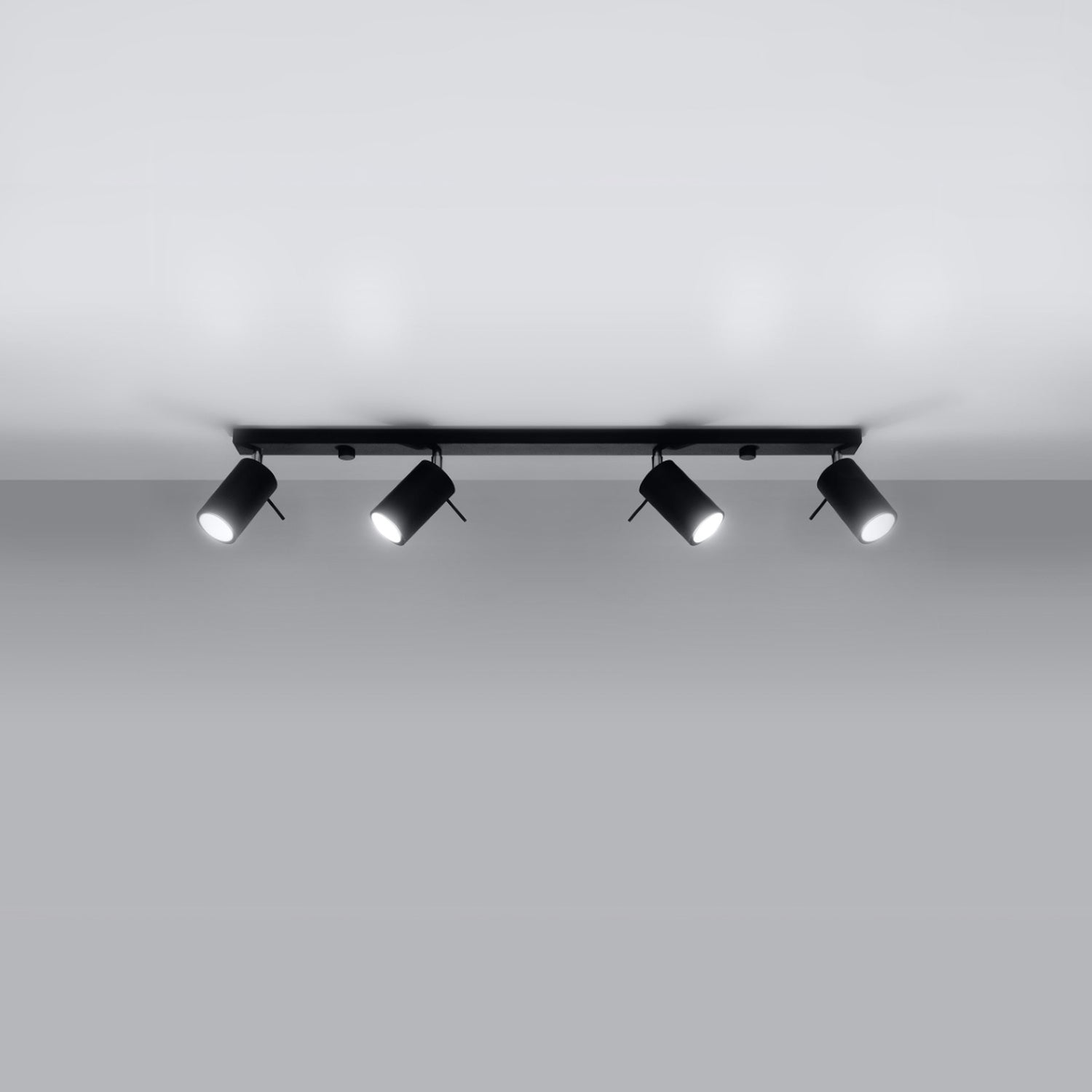 Plafonnier Ring rampe 4 spots acier noir GU10, vue de profil