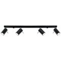 Plafonnier Ring rampe de 4 spots orientables en acier noir sur une barre