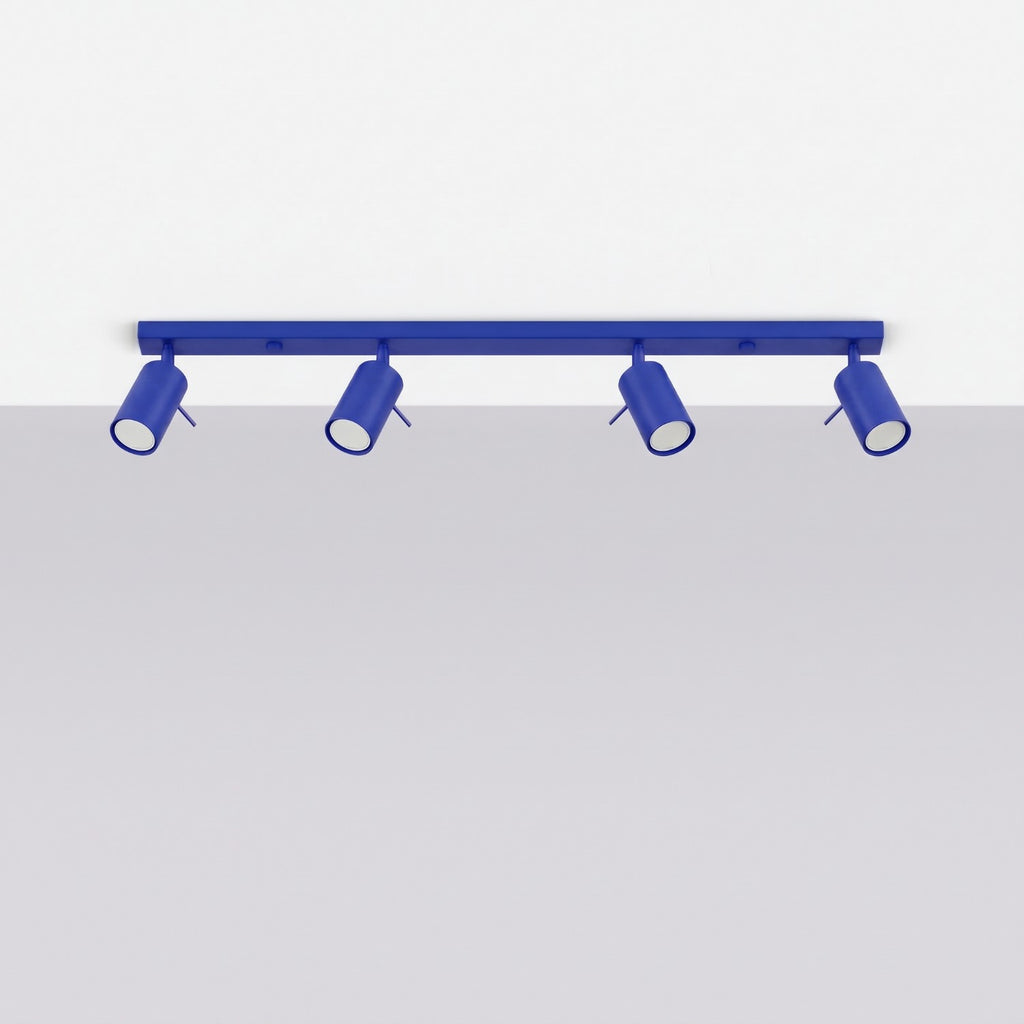 Plafonnier Ring rampe 4 spots acier bleu outremer GU10, vue 2