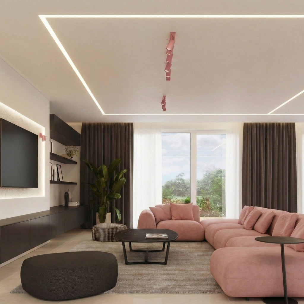 Plafonnier Ring rampe 4 spots acier rose GU10, vue 13