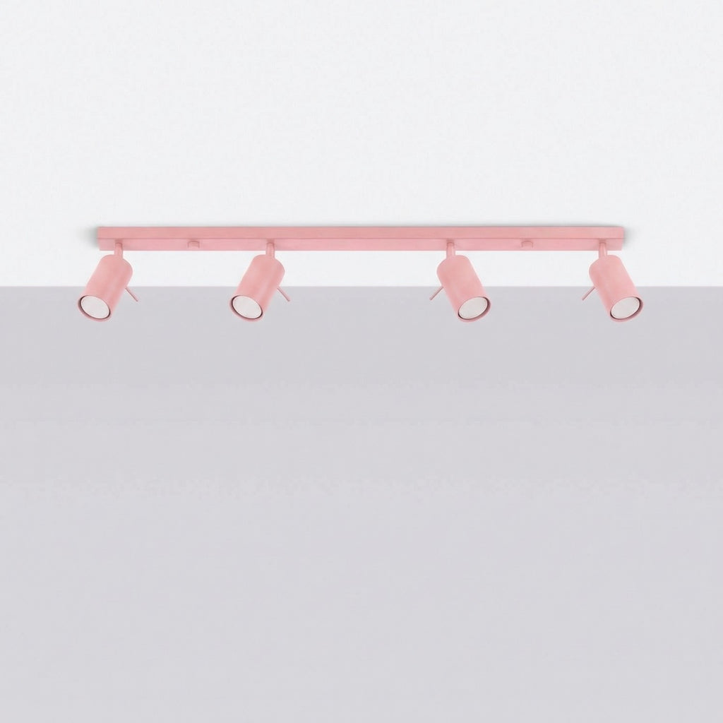 Plafonnier Ring rampe 4 spots acier rose GU10, vue 2