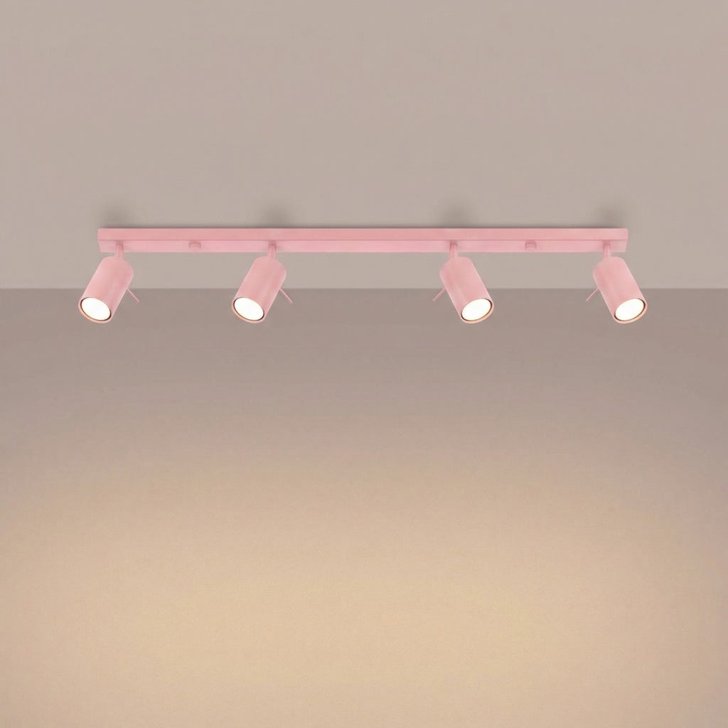Plafonnier Ring rampe 4 spots acier rose GU10, vue 3