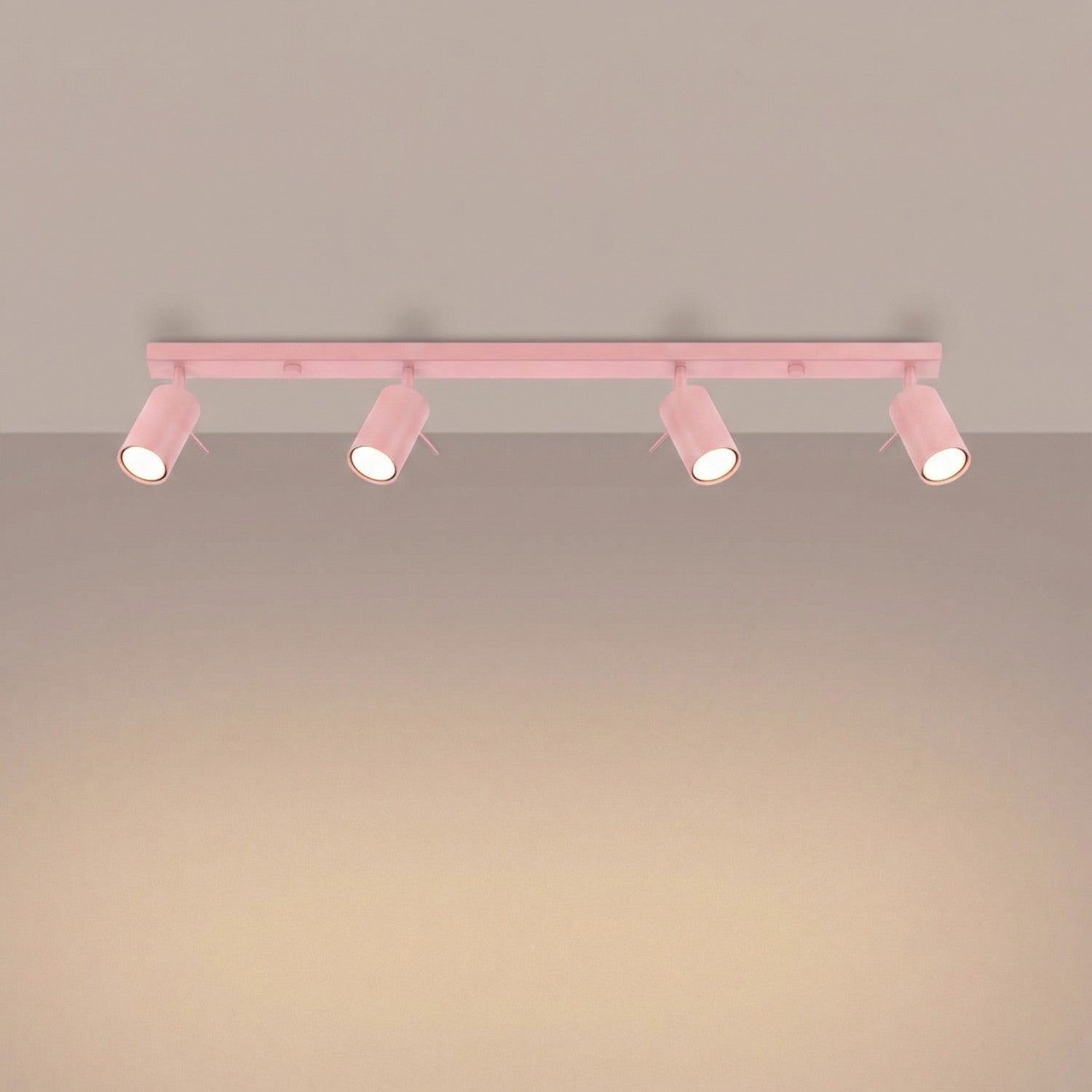 Plafonnier Ring rampe 4 spots acier rose GU10, vue 3