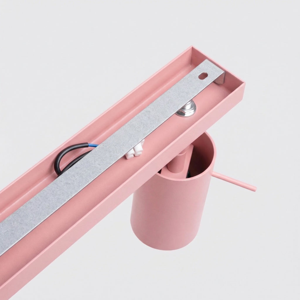 Plafonnier Ring rampe 4 spots acier rose GU10, vue 4