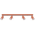 Plafonnier Ring rampe 4 spots acier rouge ocre GU10, spot cylindrique orientable en acier laqué