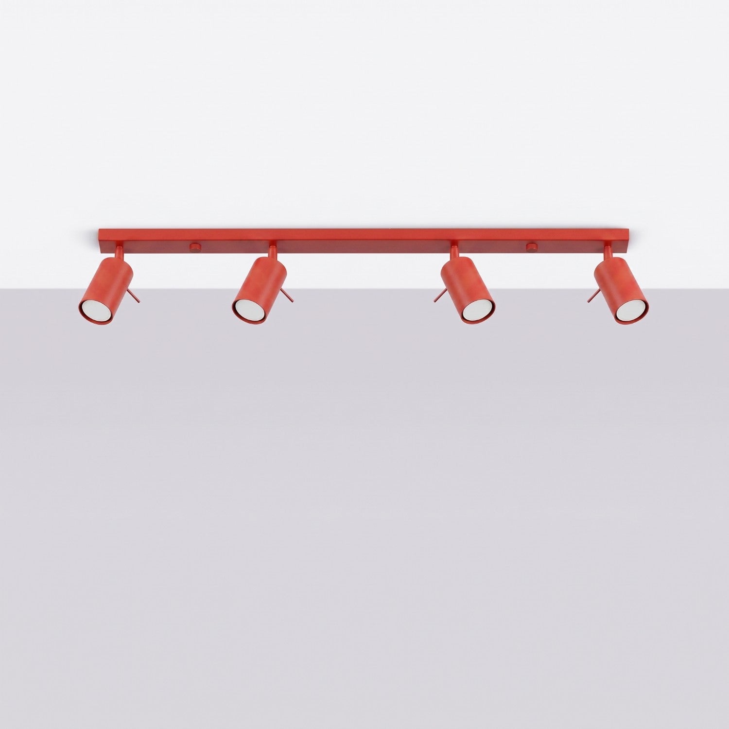 Plafonnier Ring rampe 4 spots acier rouge GU10, vue 2