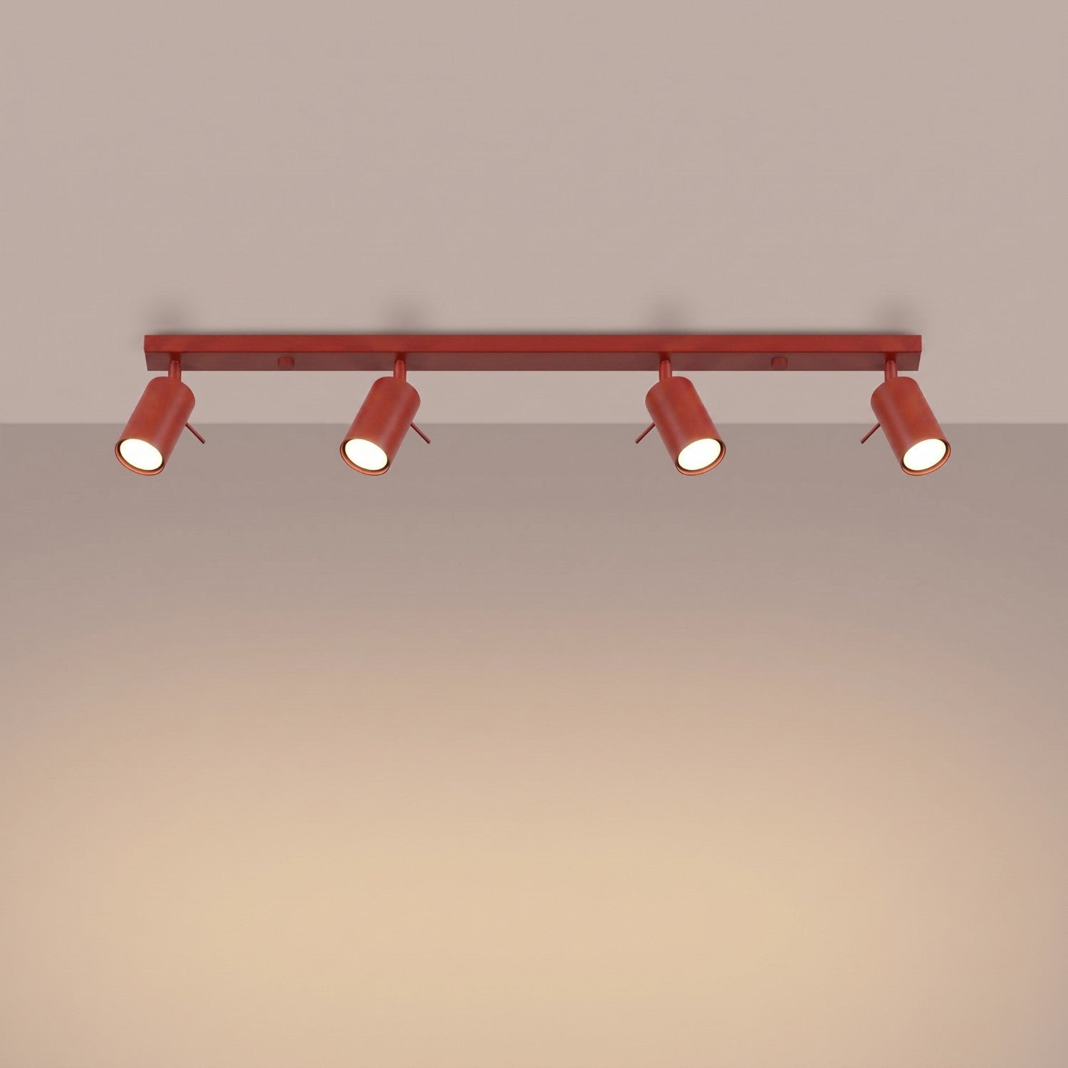 Plafonnier Ring rampe 4 spots acier rouge GU10, vue 3