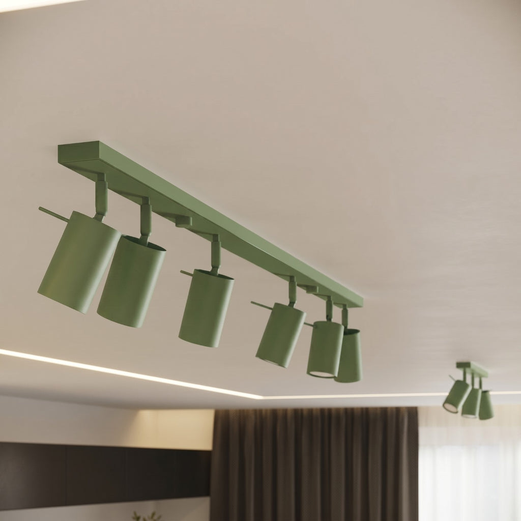 Plafonnier Ring rampe 4 spots acier vert sauge GU10, vue 15