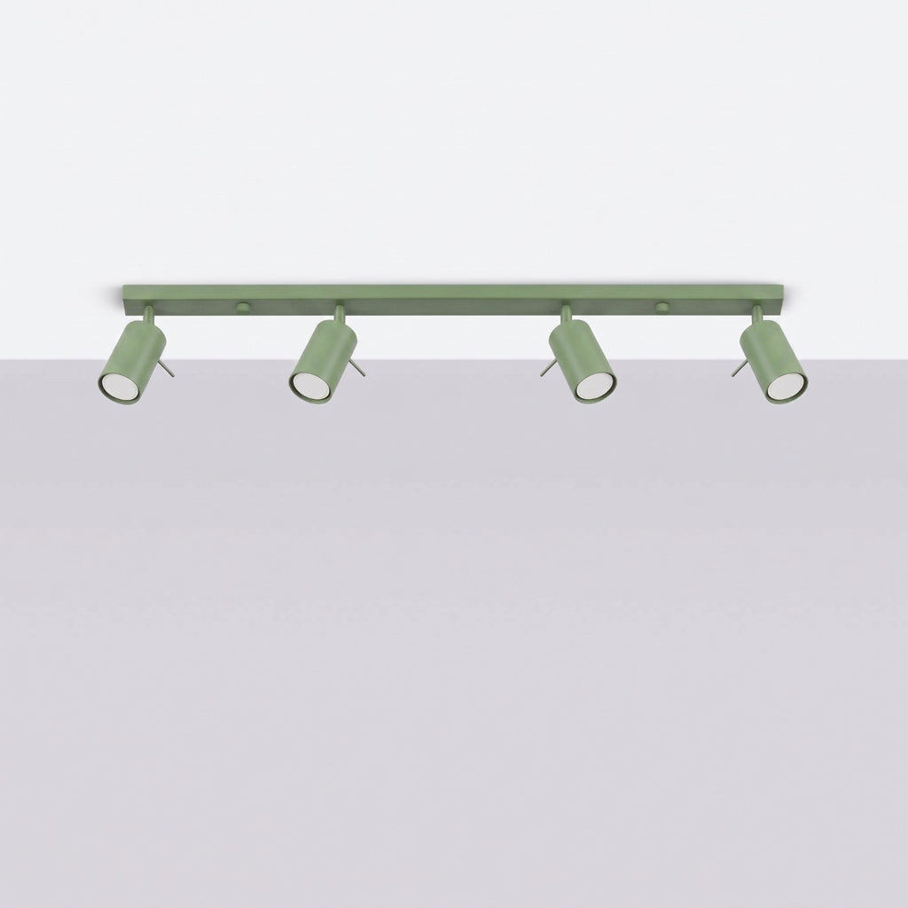 Plafonnier Ring rampe 4 spots acier vert sauge GU10, vue 2