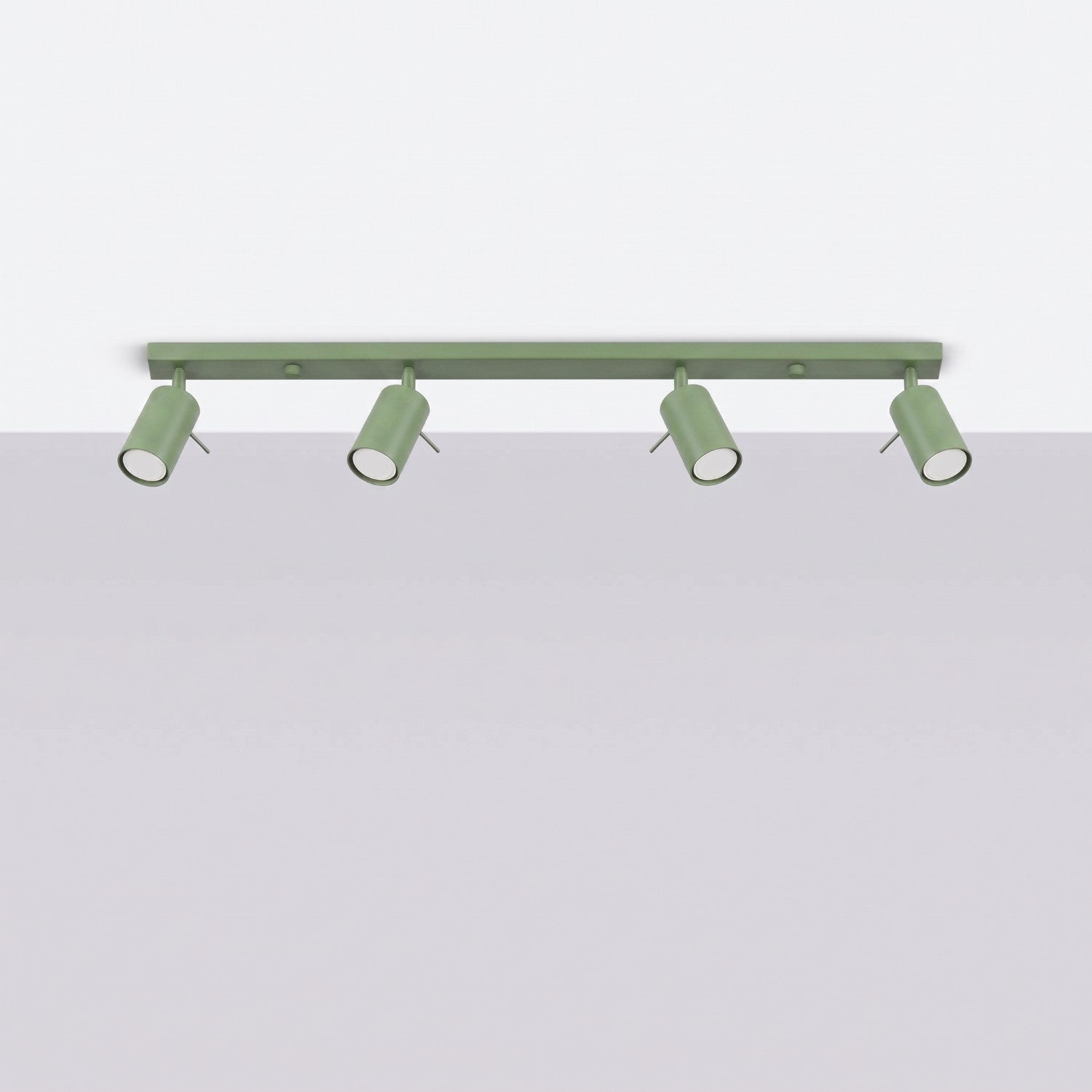 Plafonnier Ring rampe 4 spots acier vert sauge GU10, vue 2