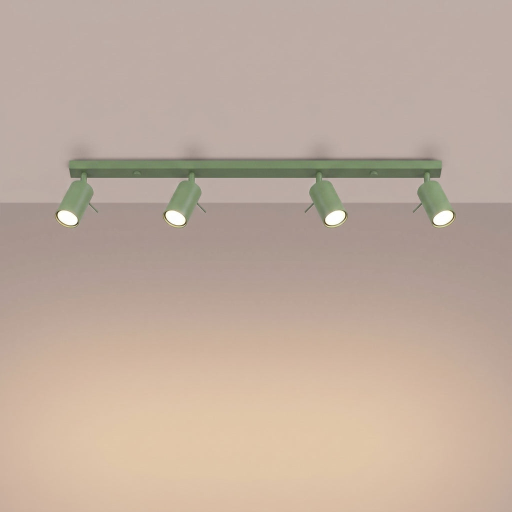 Plafonnier Ring rampe 4 spots acier vert sauge GU10, vue 3