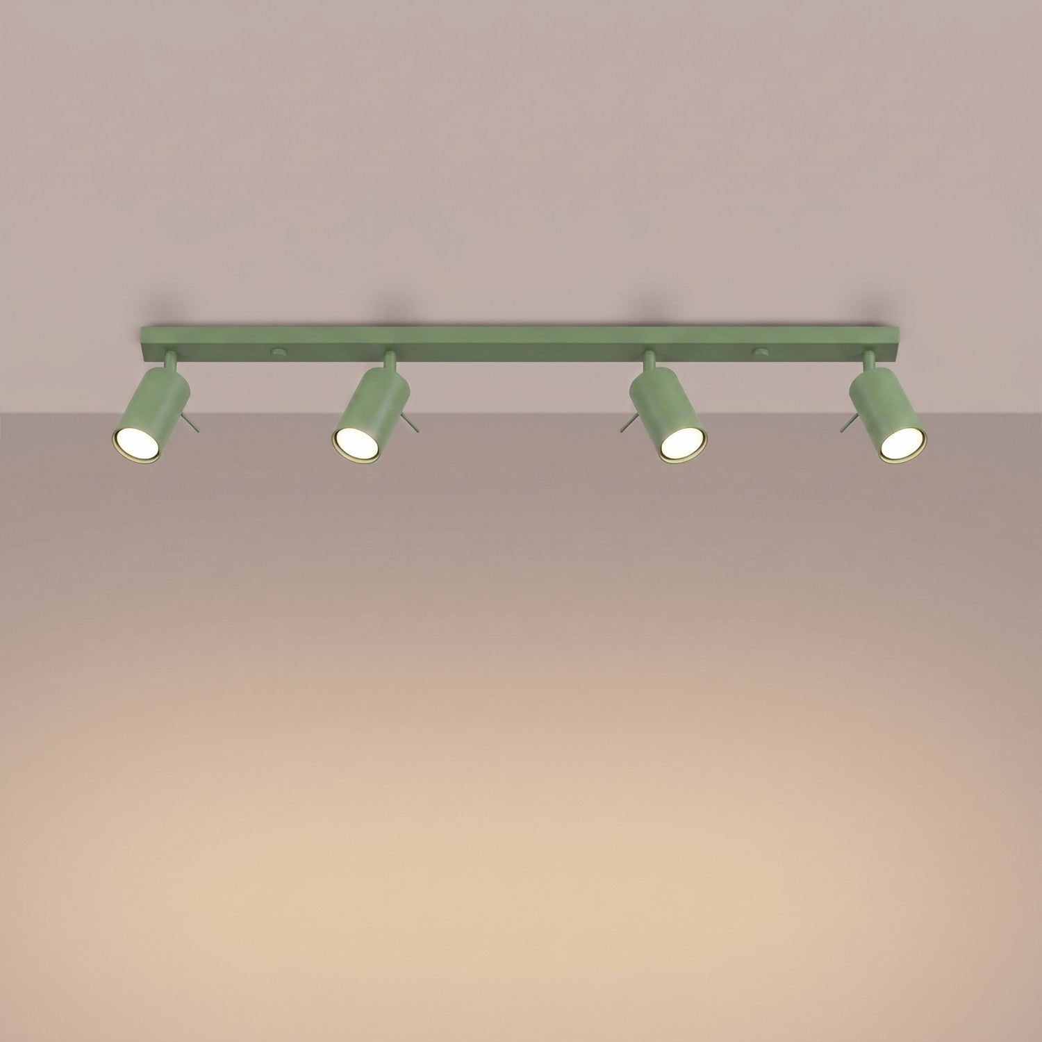Plafonnier Ring rampe 4 spots acier vert sauge GU10, vue 3