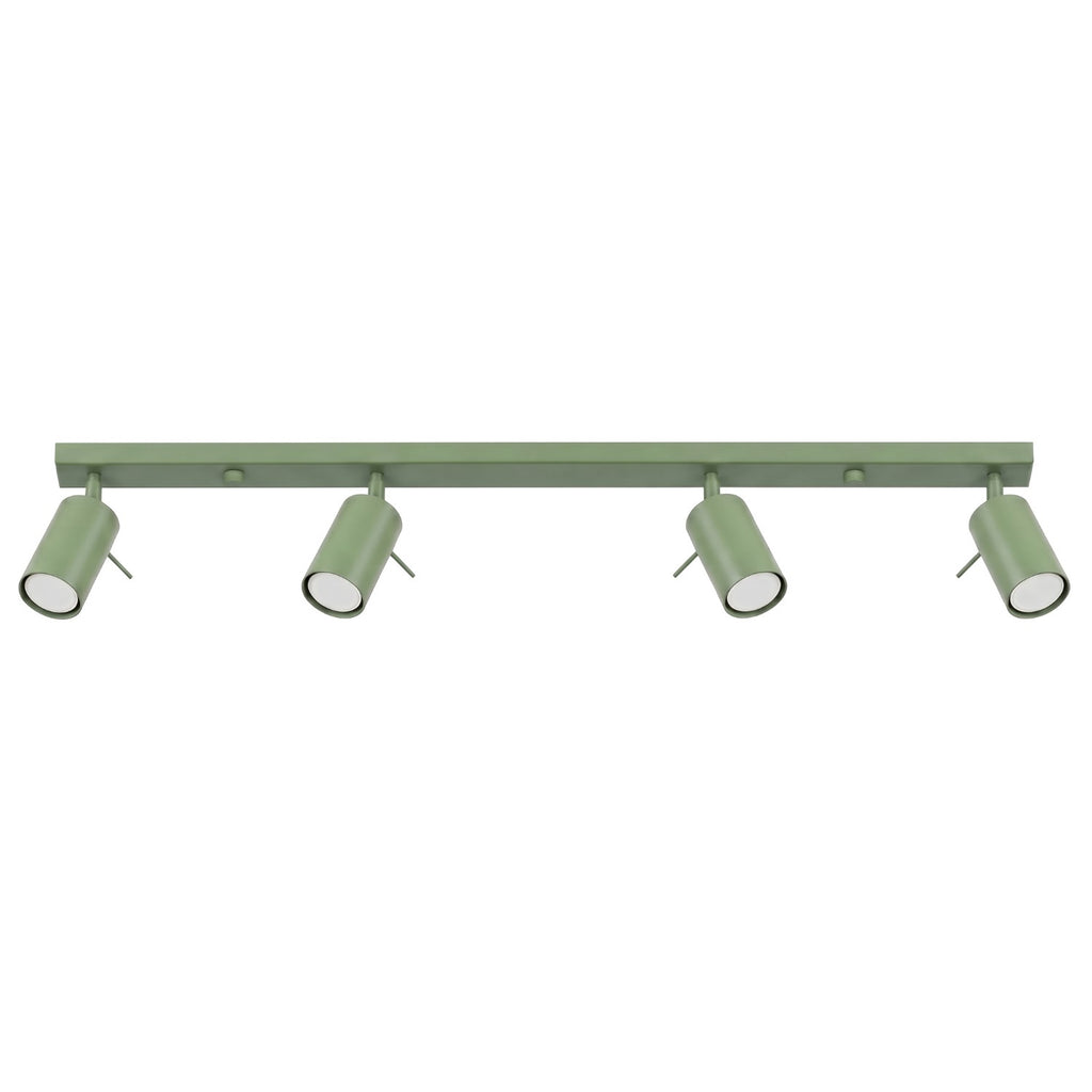 Plafonnier Ring rampe 4 spots acier vert sauge GU10