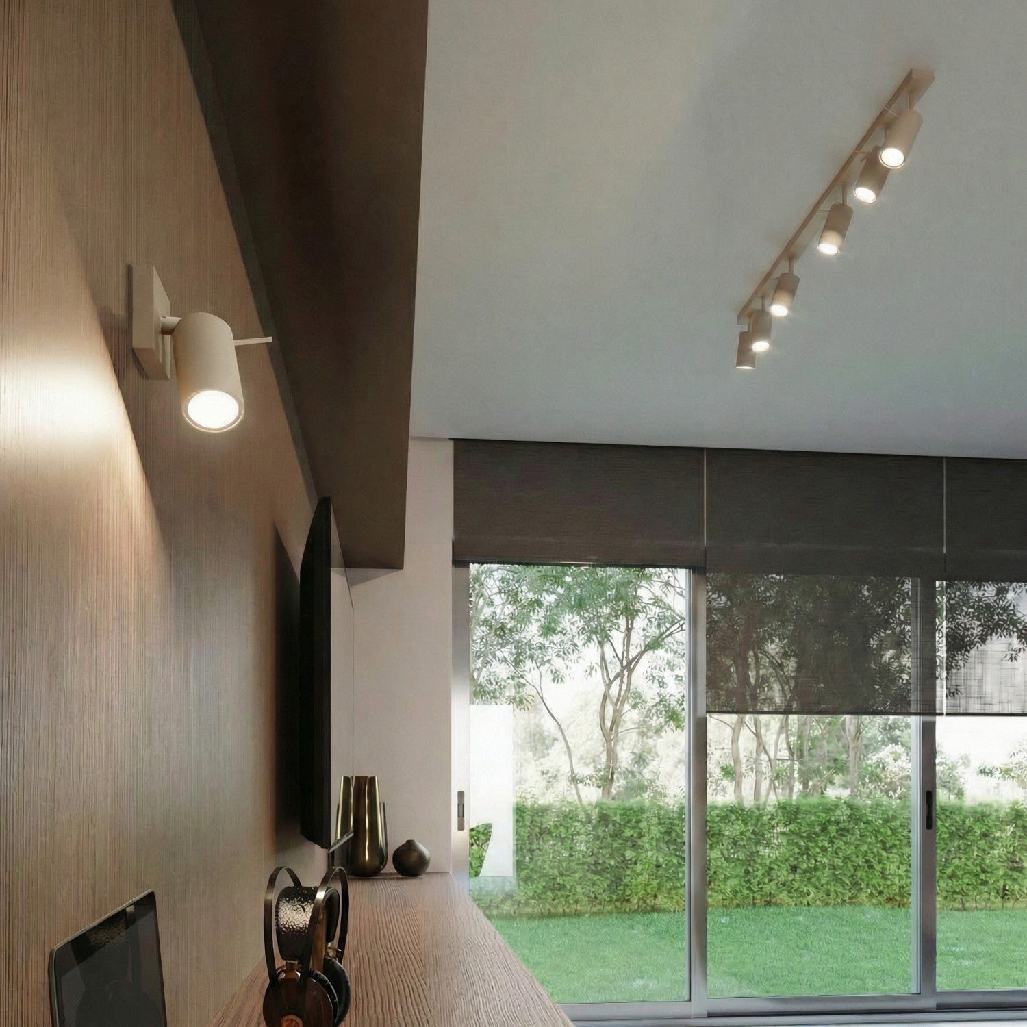 Plafonnier Ring rampe 4 spots acier taupe GU10, vue 13