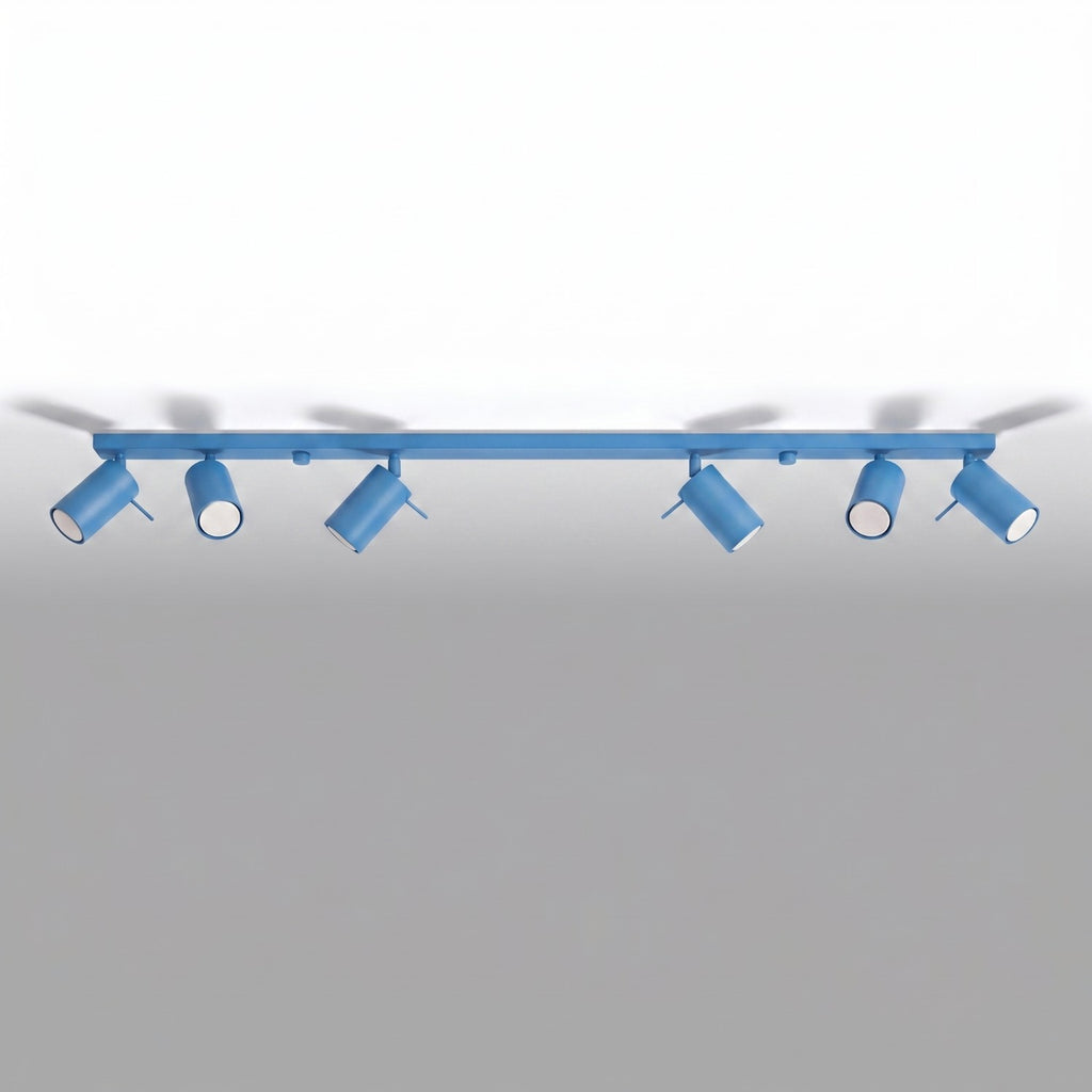 Plafonnier Ring rampe 6 spots acier bleu azur GU10, vue 2